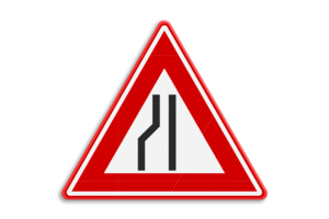 Traffic sign RVV J19 - Road narrows left Traffic sign RVV J19 - Road narrows left