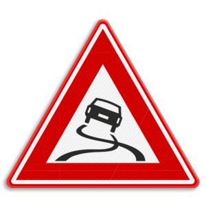 Verkeersbord RVV J20 - Waarschuwing slipgevaar Verkeersbord RVV J20 - Waarschuwing slipgevaar