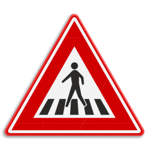 Verkeersbord RVV J22- Waarschuwing voetgangersoversteekplaats Verkeersbord RVV J22- Waarschuwing voetgangersoversteekplaats