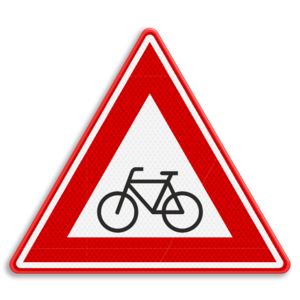Traffic sign RVV J24 - Warning for bikes and cyclists Traffic sign RVV J24 - Warning for bikes and cyclists