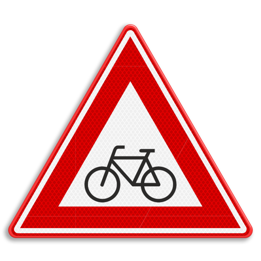 Traffic sign RVV J24 - Warning for bikes and cyclists Traffic sign RVV J24 - Warning for bikes and cyclists