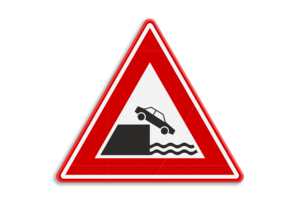 Traffic sign RVV J26 - Warning for riverbank