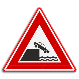 Traffic sign RVV J26 - Warning for riverbank