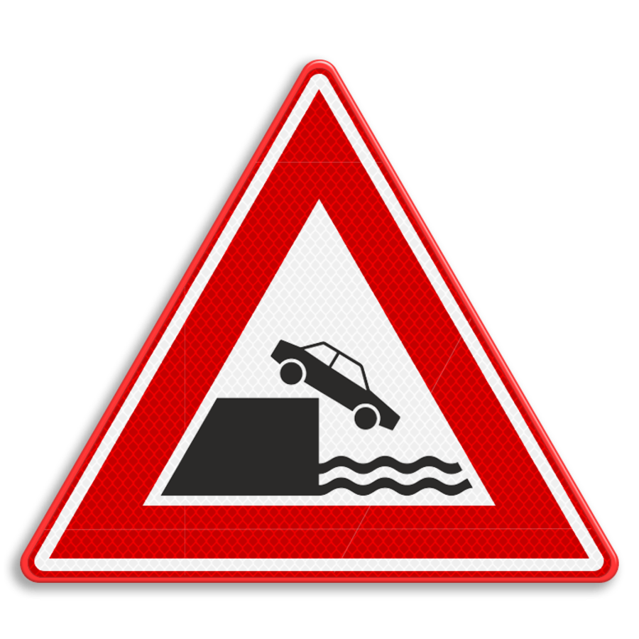 Traffic sign RVV J26 - Warning for riverbank Traffic sign RVV J26 - Warning for riverbank