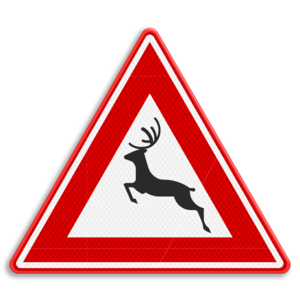 Verkeersbord RVV J27 - Waarschuwing groot wild Verkeersbord RVV J27 - Waarschuwing groot wild