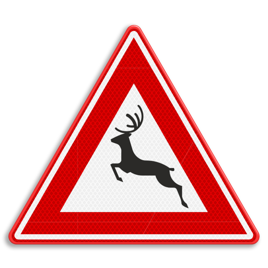 Traffic sign RVV J27- Deer crossing in area Traffic sign RVV J27- Deer crossing in area