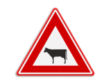 Verkeersbord RVV J28 - Waarschuwing oversteken vee