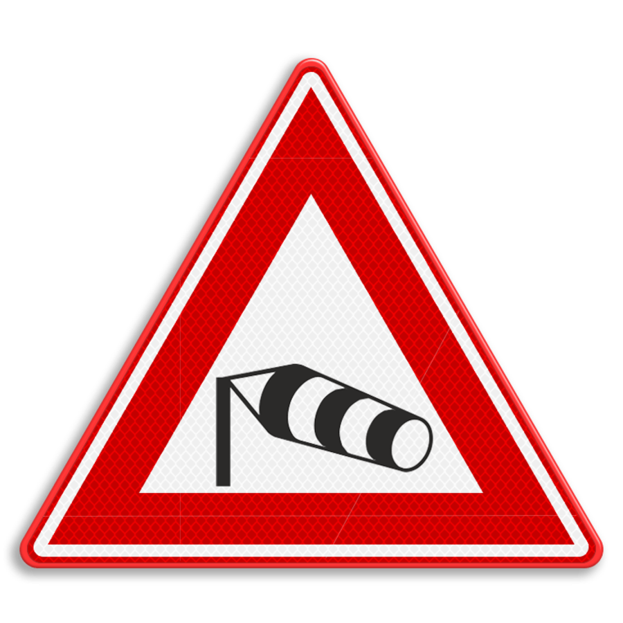 Traffic sign RVV J31 - Heavy crosswinds