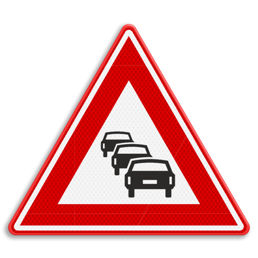 Traffic sign RVV J33 - Warning for traffic jam
