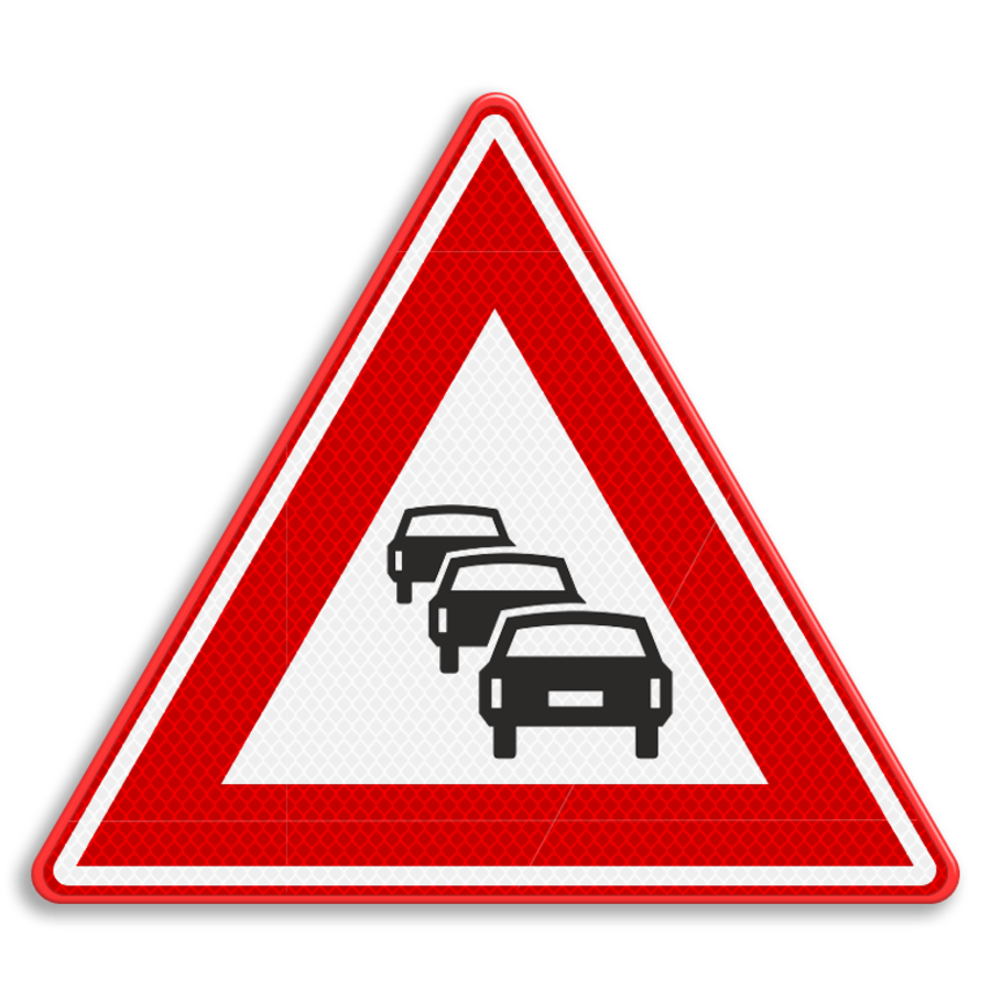 Traffic sign RVV J33 - Warning for traffic jam Traffic sign RVV J33 - Warning for traffic jam