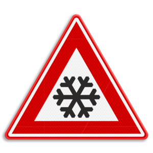 Traffic sign RVV J36 - Warning for snow and sleet Traffic sign RVV J36 - Warning for snow and sleet