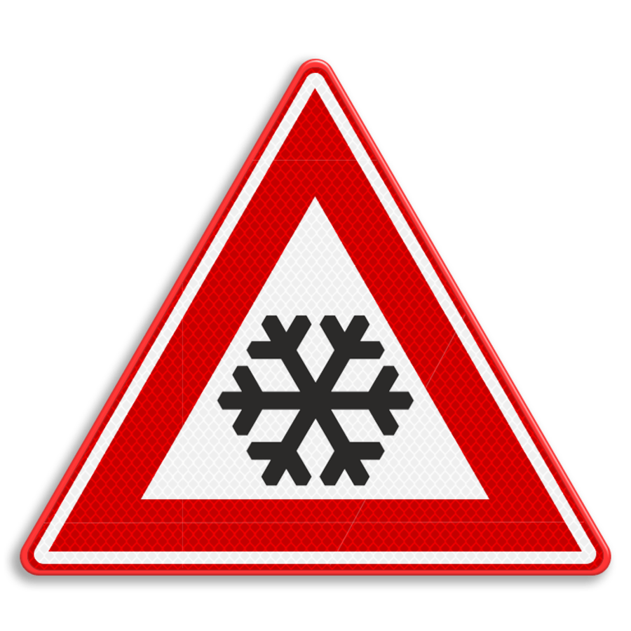 Traffic sign RVV J36 - Warning for snow and sleet Traffic sign RVV J36 - Warning for snow and sleet