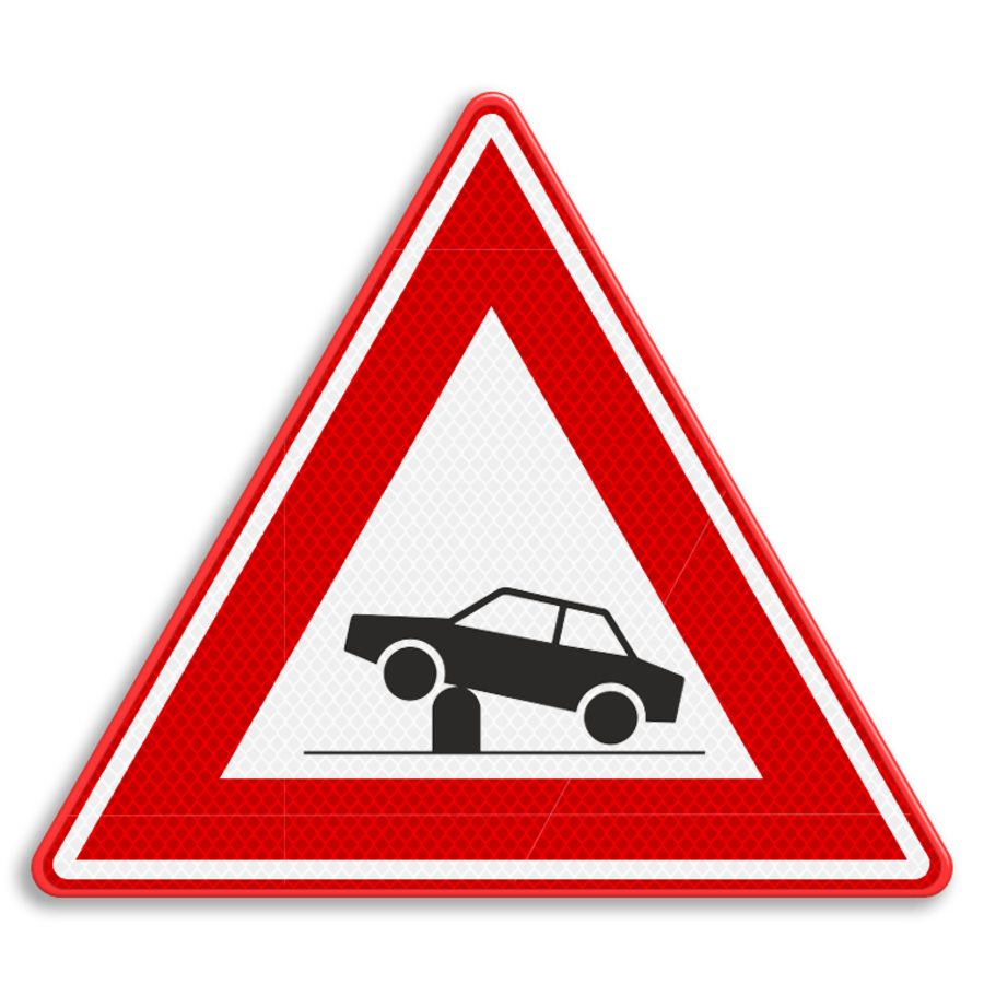 Verkeersbord RVV J39 - Waarschuwing verkeerspaal Verkeersbord RVV J39 - Waarschuwing verkeerspaal