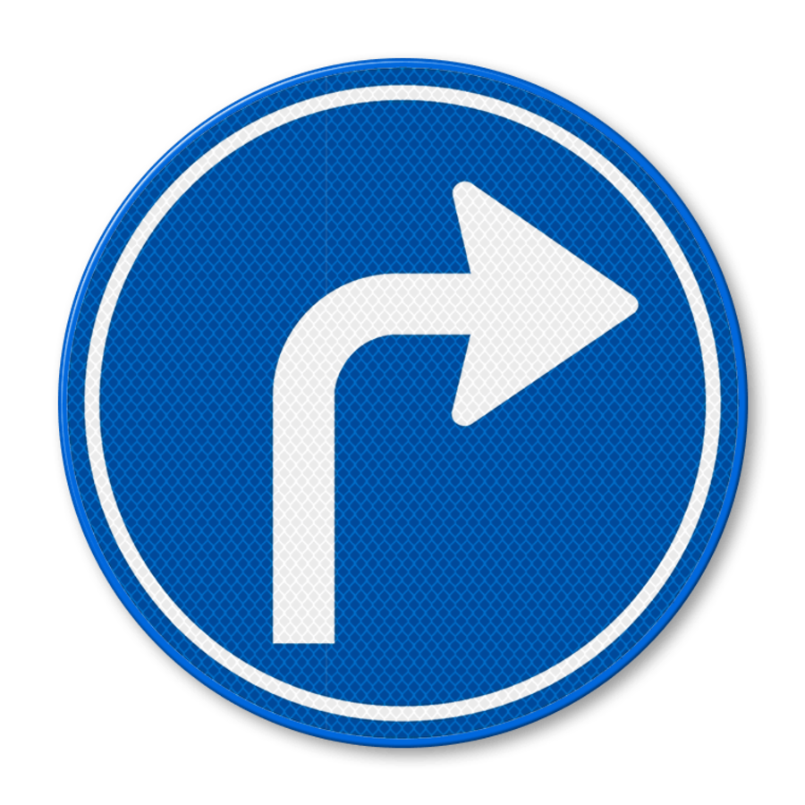 Traffic sign RVV D05r - Turn right compulsory Traffic sign RVV D05r - Turn right compulsory