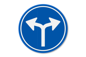 Traffic sign RVV D07 - Turning left or right mandatory Traffic sign RVV D07 - Turning left or right mandatory