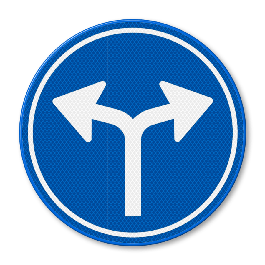 Verkeersbord RVV D07 - Verplichte rijrichting rechts of linksaf