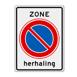 Verkeersbord RVV E01zbh - Herhaling parkeerverbod zone