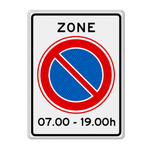 Verkeersbord RVV E01zbt - Parkeerverbod zone voor bepaalde tijd