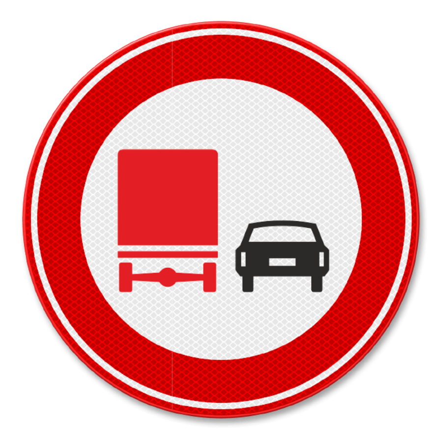 Verkeersbord RVV F03 - Inhaalverbod voor vrachtwagens Verkeersbord RVV F03 - Inhaalverbod voor vrachtwagens