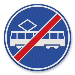 Traffic sign RVV F16 - End mandatory lane for trams