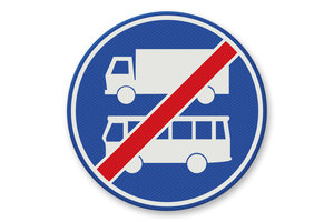 Verkeersbord RVV F20 - Einde rijbaan of rijstrook bus en vrachtverkeer Verkeersbord RVV F20 - Einde rijbaan of rijstrook bus en vrachtverkeer
