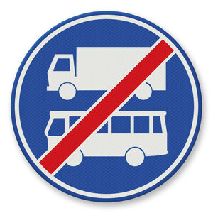 Traffic sign RVV F20 - End mandatory lane for buses and trucks
