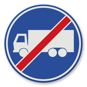 Traffic sign RVV F22 - End mandatory lane for trucks