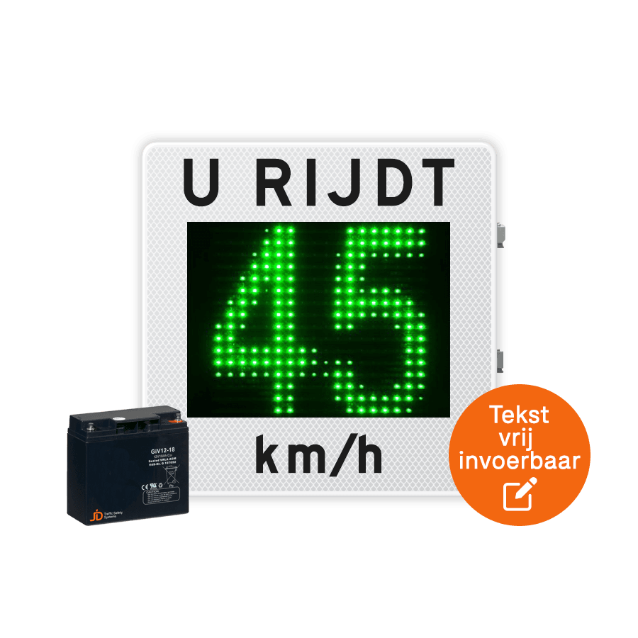 Snelheidsdisplay LED op accu (tijdelijk gebruik) Snelheidsdisplay LED op accu (tijdelijk gebruik)
