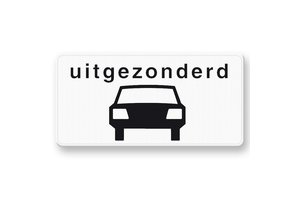 Onderbord OB58 Uitgezonderd auto's Onderbord OB58 Uitgezonderd auto's