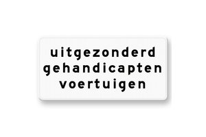 Onderbord OB66 Uitgezonderd gehandicapten voertuigen Onderbord OB66 Uitgezonderd gehandicapten voertuigen