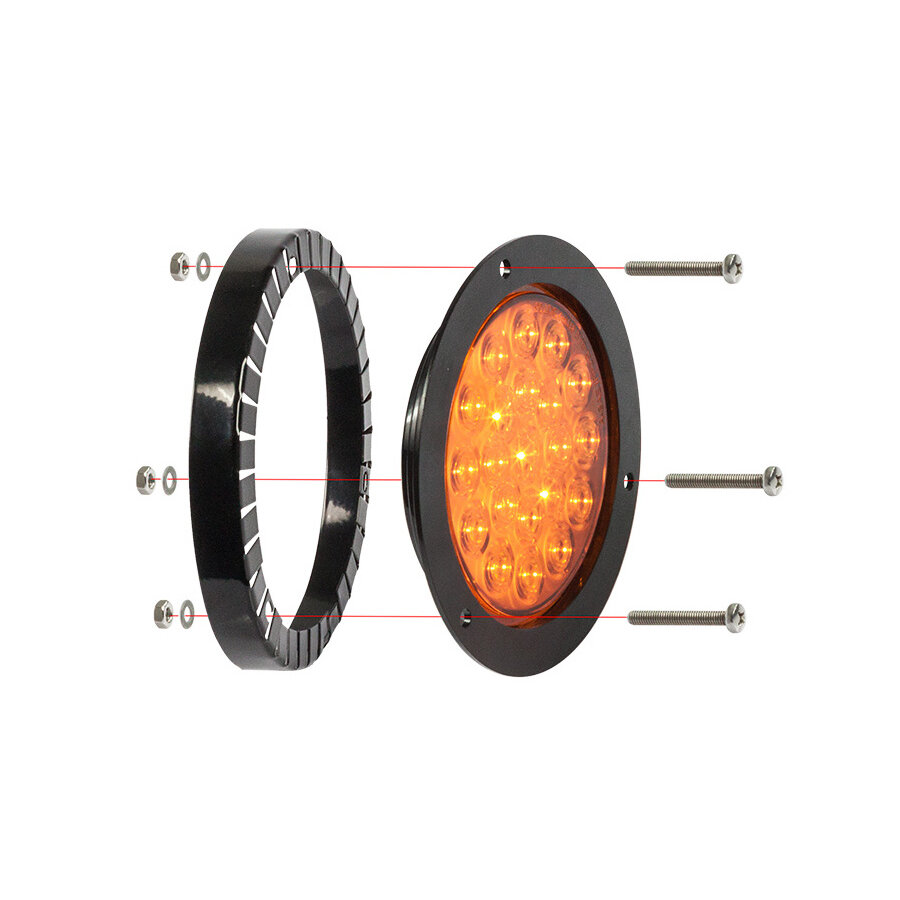 Flashing light set LED lamp amber 100 mm + control box