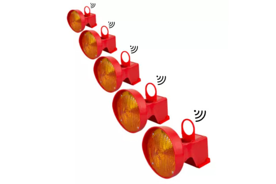 Sequential LED warning light for traffic cones | set 5 pieces