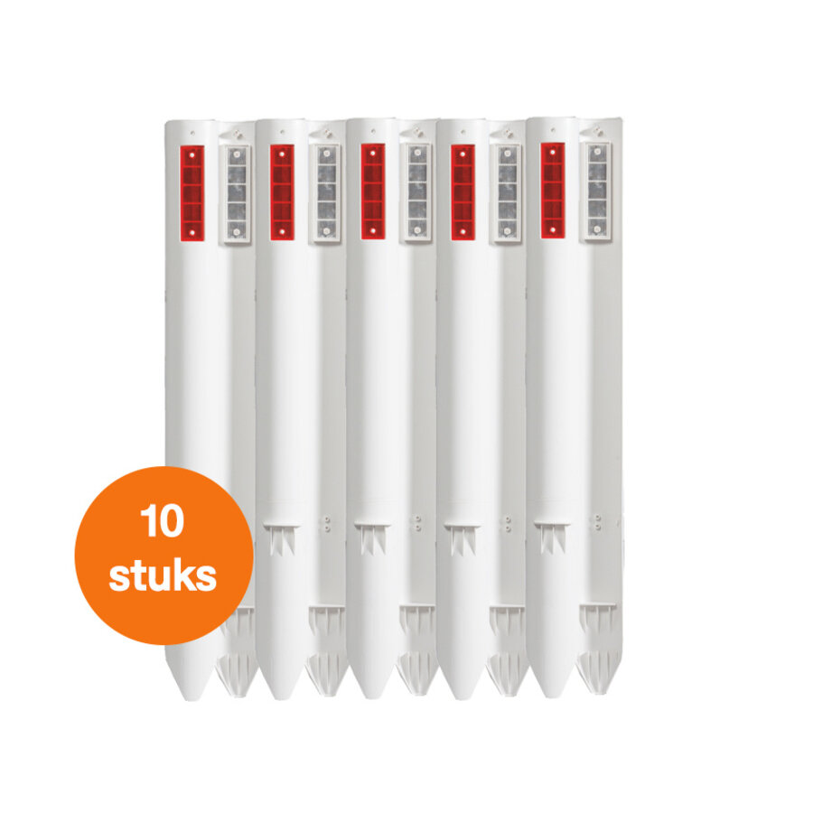 Bermpaal flexibel - Kunststof - Reflectoren rood/wit - 10 stuks
