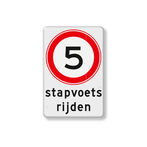 Verkeersbord 5 km - stapvoets rijden - reflecterend