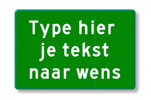 Text sign green reflective with own text, aluminium