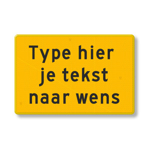 Text sign yellow reflective with own text, aluminium