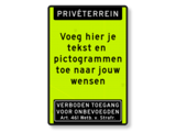 Text sign private terrain, own text, art. 461, FLUOR