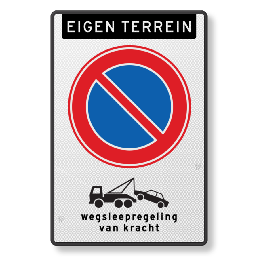 Parking sign E1, banner own site, tow away regulation