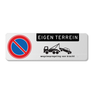 Parking sign own terrain towing arrangement