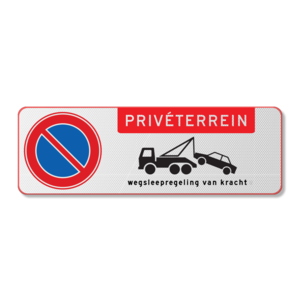Parking sign private terrain tow away arrangement