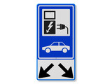 Traffic sign E08, electric car + arrows, BW101 SP19