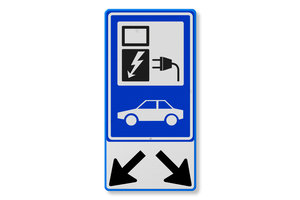 Traffic sign E08, electric car + arrows, BW101 SP19 Traffic sign E08, electric car + arrows, BW101 SP19