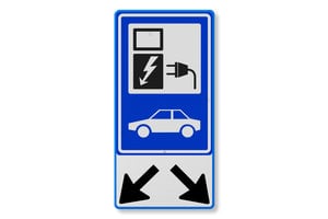 Verkeersbord E08c, oplaadpunt + pijlen, BW101 SP19 Verkeersbord E08c, oplaadpunt + pijlen, BW101 SP19