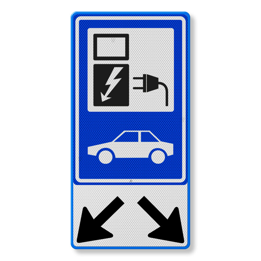 Verkeersbord E08c, oplaadpunt + pijlen, BW101 SP19 Verkeersbord E08c, oplaadpunt + pijlen, BW101 SP19