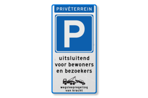 Parking sign for residents only + towing arrangement