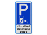 Verkeersbord E08o parkeerplaats uitsluitend elektrische auto's