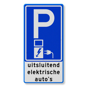 Verkeersbord E08o parkeerplaats uitsluitend elektrische auto's