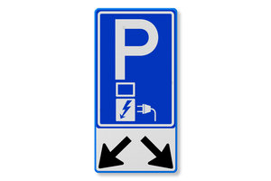 Traffic sign RVV E08o, electric car + arrows, BE04b Traffic sign RVV E08o, electric car + arrows, BE04b