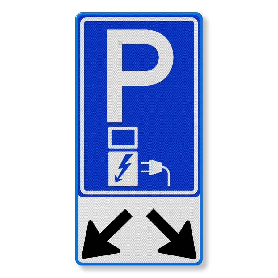 Verkeersbord elektrisch laden met schuine pijlen, BE04b Verkeersbord elektrisch laden met schuine pijlen, BE04b
