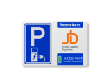 Parking sign electric vehicle, own logo, battery full